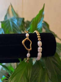 Freshwater Pearl and Gold Bead Bracelet