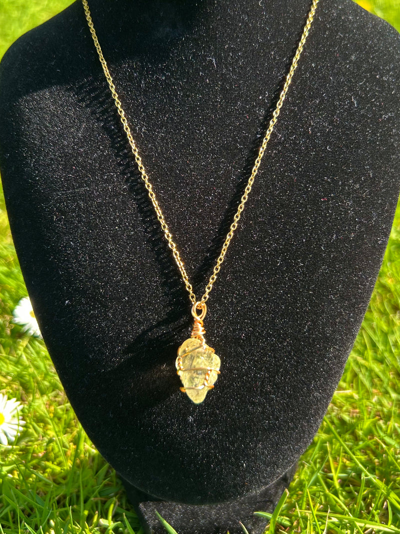 Citrine Necklace - Handmade Wire Wrapped Crystal Pendant