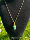 Green Aventurine Necklace - Handmade Wire Wrapped Crystal Pendant