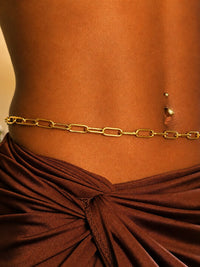 18k Gold Paperclip Waist Chain