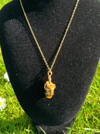 Tiger's Eye Necklace - Handmade Wire Wrapped Crystal Pendant