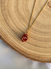 Carnelian Necklace - Handmade Wire Wrapped Crystal Pendant
