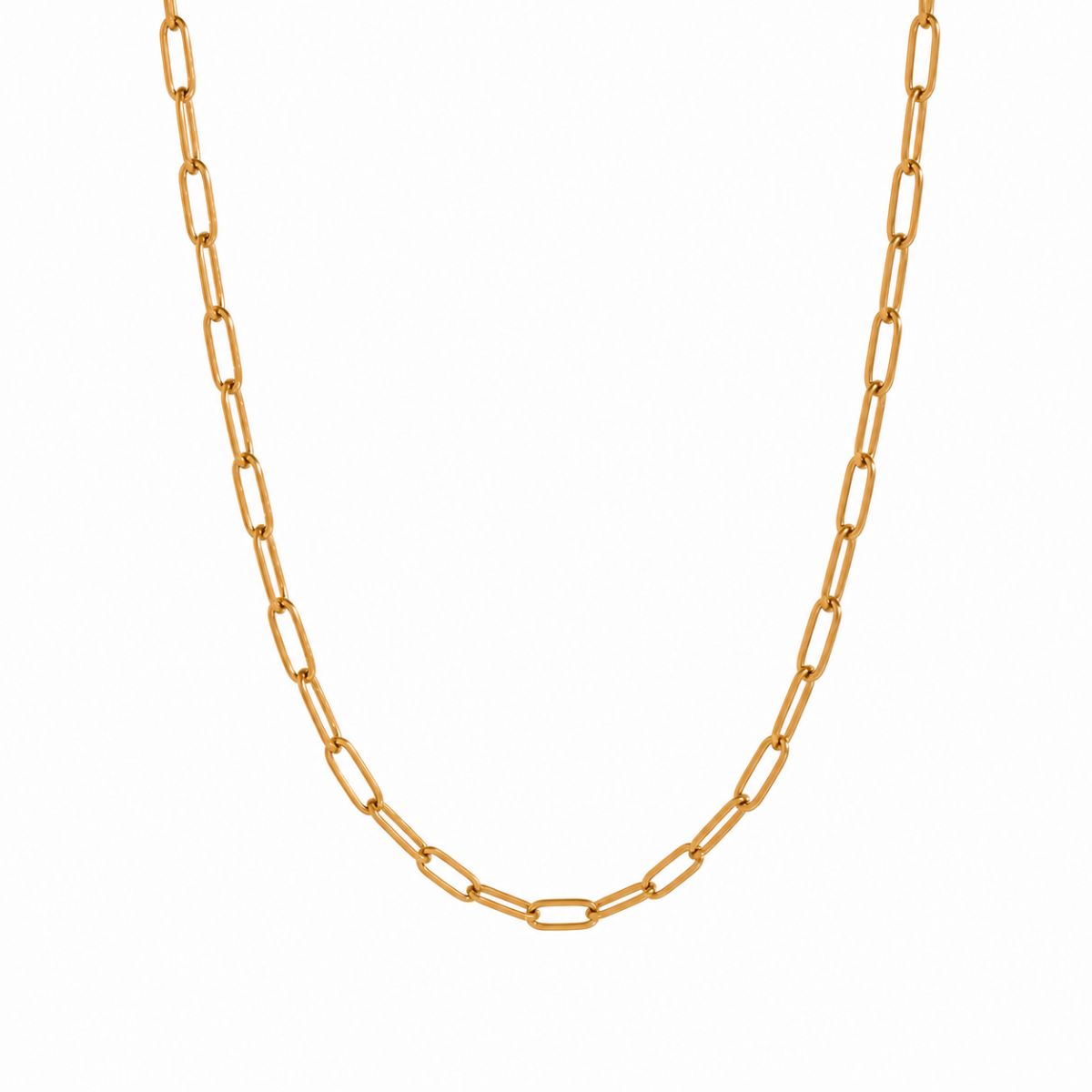 Gold Paperclip Chain Necklace - 18k Gold Plated Stainless Steel